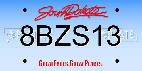 8BZS13 South Dakota License Plate