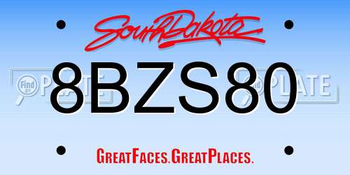8BZS80 South Dakota License Plate