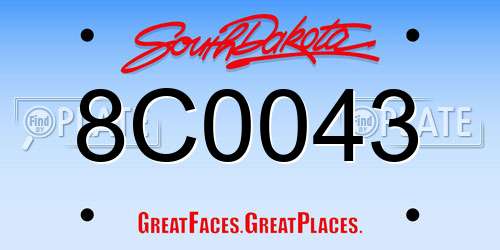 8C0043 South Dakota License Plate