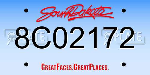 8C02172 South Dakota License Plate