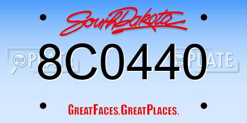 8C0440 South Dakota License Plate