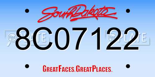8C07122 South Dakota License Plate