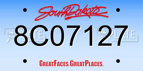 8C07127 South Dakota License Plate