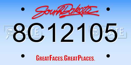 8C12105 South Dakota License Plate