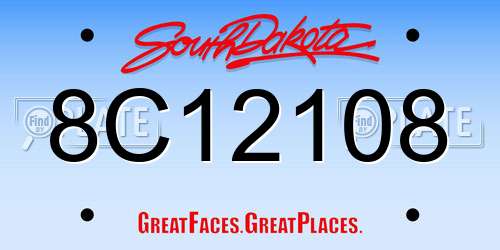 8C12108 South Dakota License Plate