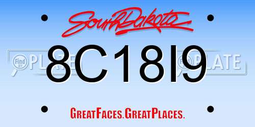 8C18I9 South Dakota License Plate