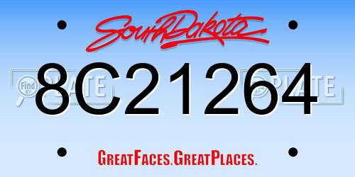 8C21264 South Dakota License Plate