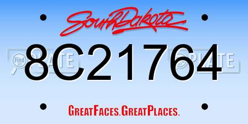 8C21764 South Dakota License Plate