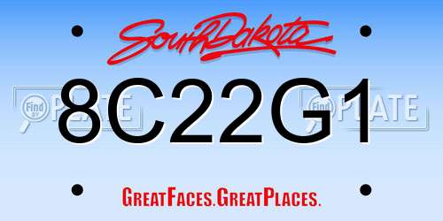 8C22G1 South Dakota License Plate