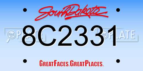8C2331 South Dakota License Plate