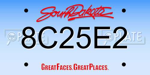 8C25E2 South Dakota License Plate