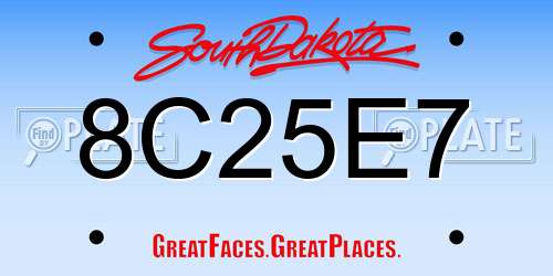8C25E7 South Dakota License Plate