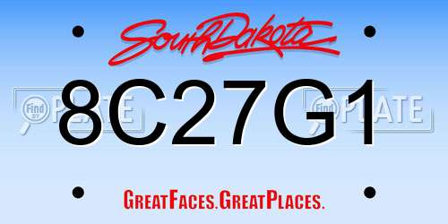 8C27G1 South Dakota License Plate