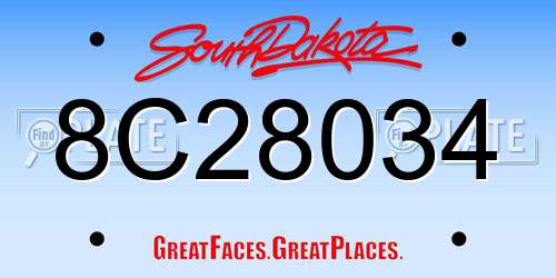 8C28034 South Dakota License Plate