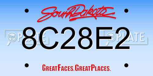 8C28E2 South Dakota License Plate