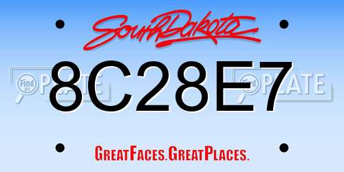 8C28E7 South Dakota License Plate