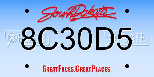 8C30D5 South Dakota License Plate