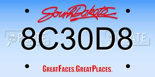 8C30D8 South Dakota License Plate