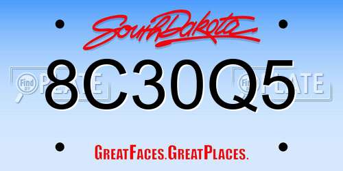 8C30Q5 South Dakota License Plate