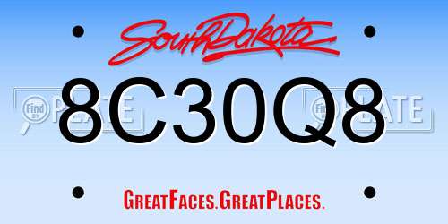 8C30Q8 South Dakota License Plate