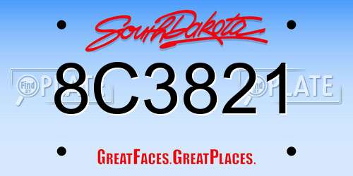 8C3821 South Dakota License Plate
