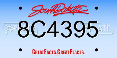 8C4395 South Dakota License Plate