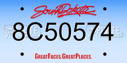 8C50574 South Dakota License Plate