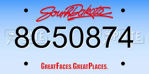 8C50874 South Dakota License Plate