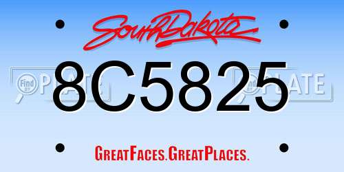 8C5825 South Dakota License Plate