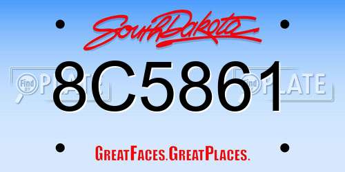 8C5861 South Dakota License Plate