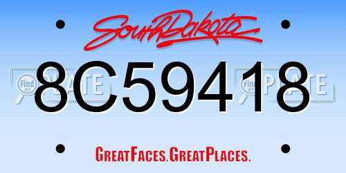 8C59418 South Dakota License Plate