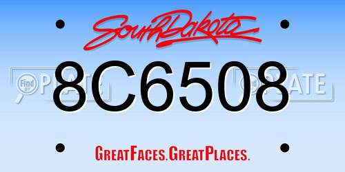 8C6508 South Dakota License Plate