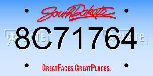 8C71764 South Dakota License Plate