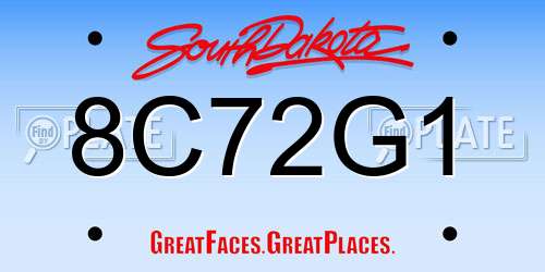 8C72G1 South Dakota License Plate