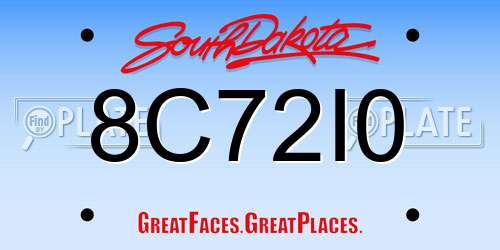 8C72I0 South Dakota License Plate