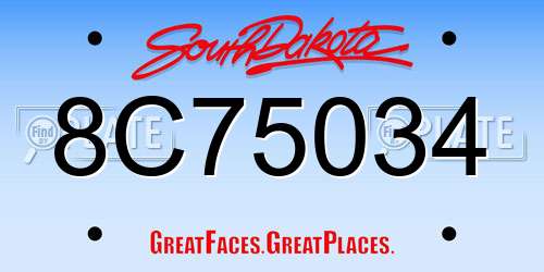 8C75034 South Dakota License Plate