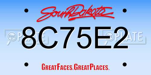 8C75E2 South Dakota License Plate