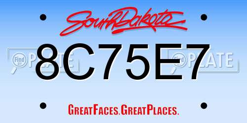 8C75E7 South Dakota License Plate