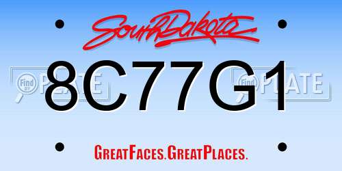 8C77G1 South Dakota License Plate
