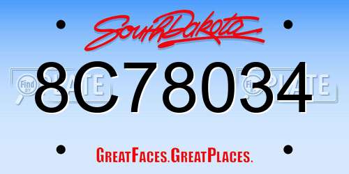 8C78034 South Dakota License Plate