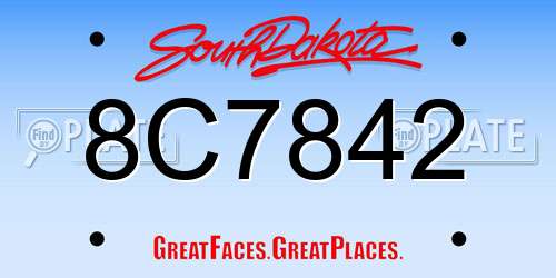 8C7842 South Dakota License Plate