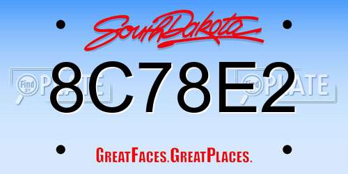 8C78E2 South Dakota License Plate