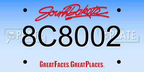 8C8002 South Dakota License Plate