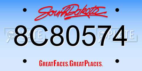 8C80574 South Dakota License Plate