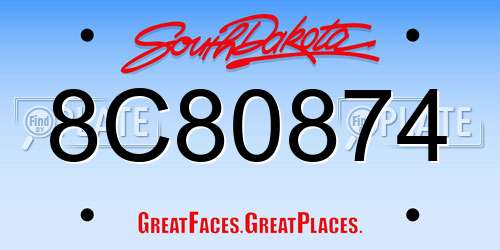 8C80874 South Dakota License Plate