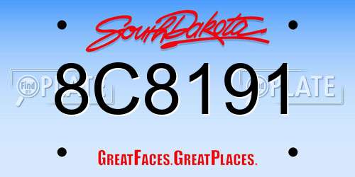 8C8191 South Dakota License Plate