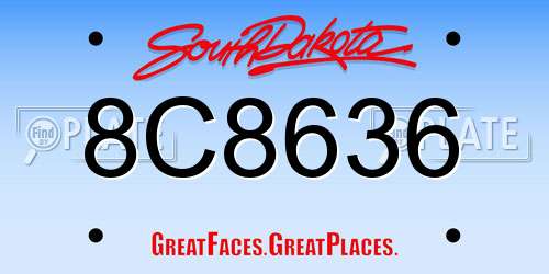 8C8636 South Dakota License Plate