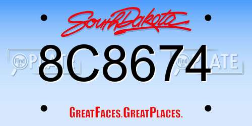8C8674 South Dakota License Plate