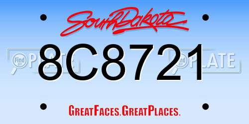8C8721 South Dakota License Plate