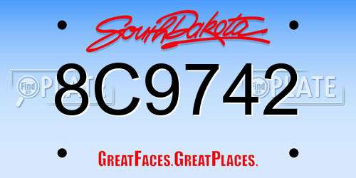 8C9742 South Dakota License Plate